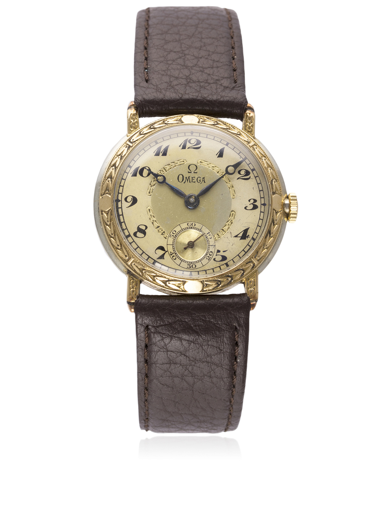 A RARE GENTLEMAN`S 18K SOLID WHITE & YELLOW GOLD OMEGA WRIST WATCH DATED 1924, REF. OT 5009 WITH