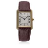 A GENTLEMAN'S 18K SOLID GOLD CARTIER TANK WRIST WATCH CIRCA 1990s D: White dial with Roman