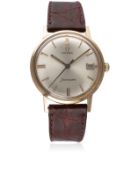 A GENTLEMAN'S ROSE GOLD PLATED OMEGA SEAMASTER WRIST WATCH CIRCA 1960s D: Silver dial with rose gold