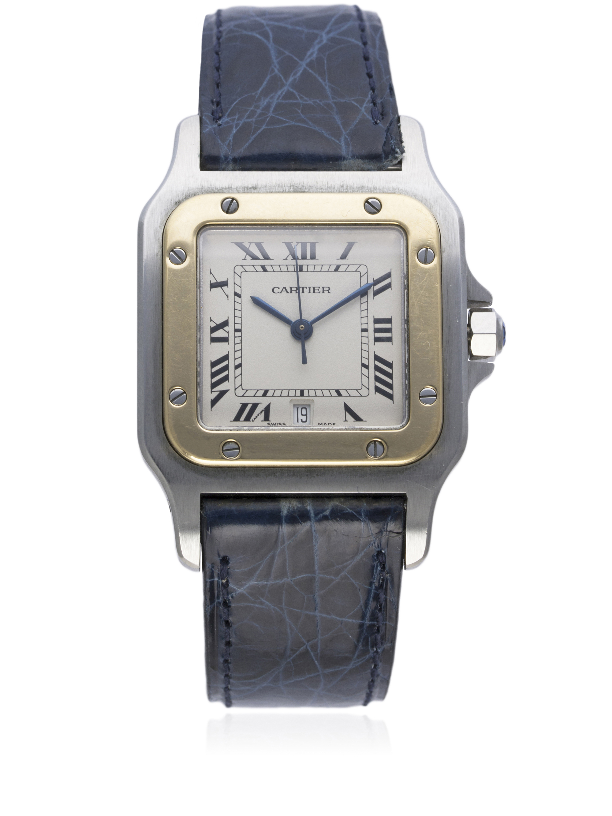 A GENTLEMAN`S STEEL & GOLD CARTIER SANTOS GALBEE WRIST WATCH CIRCA 2000, REF. 187901 D: Silver