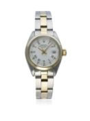 A LADIES STEEL & GOLD ROLEX OYSTER PERPETUAL DATE BRACELET WATCH CIRCA 1979, REF. 6916   D: White