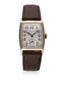 A GENTLEMAN'S 9CT SOLID GOLD ROLEX TONNEAU WRIST WATCH CIRCA 1930s, REF. 1422 D: Silver engine