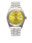 A GENTLEMAN'S STEEL & WHITE GOLD ROLEX OYSTER PERPETUAL DATEJUST BRACELET WATCH CIRCA 1972, REF.