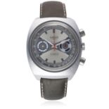 A GENTLEMAN’S LANCO CHRONOGRAPH WRIST WATCH CIRCA 1970s D: Silver & grey "bow tie" dial, double