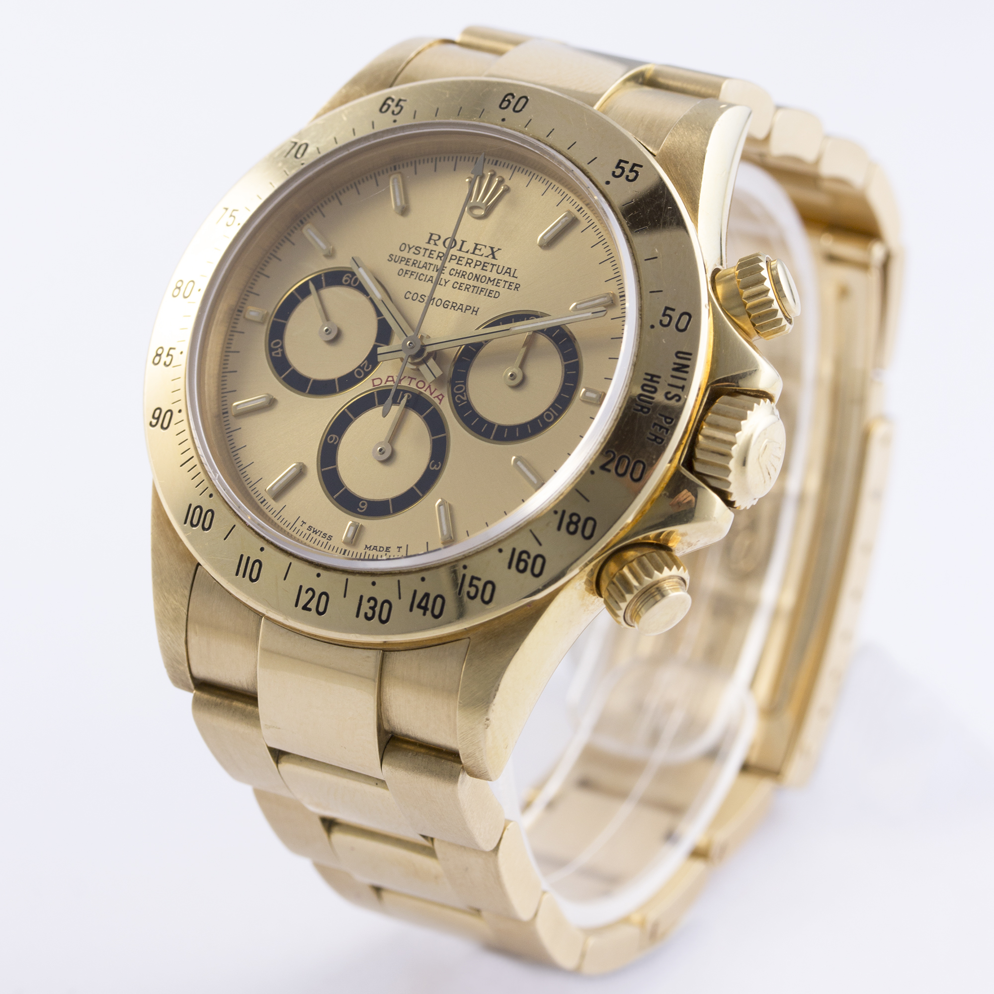 A FINE & RARE GENTLEMAN'S 18K SOLID GOLD ROLEX OYSTER PERPETUAL "FLOATING DIAL" COSMOGRAPH DAYTONA - Image 4 of 6