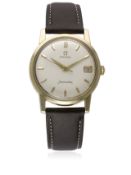 A GENTLEMAN`S GOLD CAPPED OMEGA SEAMASTER DATE WRIST WATCH CIRCA 1962, REF. 14384 62 SC D: Silver