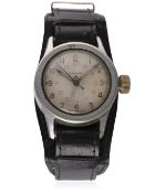 A RARE GENTLEMAN'S BRITISH MILITARY LONGINES PARATROOPERS WRIST WATCH CIRCA 1940s D: Silver dial