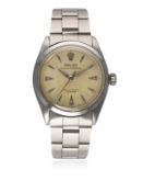 A RARE GENTLEMAN'S STAINLESS STEEL ROLEX OYSTER PERPETUAL BRACELET WATCH CIRCA 1955, REF. 6284 D: