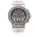 A GENTLEMAN'S STEEL & WHITE GOLD BULGARI CALIBRO 303 AUTOMATIC CHRONOGRAPH BRACELET WATCH CIRCA