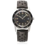 A GENTLEMAN'S STAINLESS STEEL JAQUET DROZ AUTOMATIC DIVERS WRIST WATCH CIRCA 1960s D: Gloss black