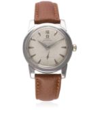 A GENTLEMAN`S STAINLESS STEEL OMEGA SEAMASTER AUTOMATIC WRIST WATCH CIRCA 1954, REF. 2576-6  D: