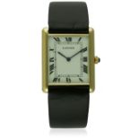 A RARE GENTLEMAN'S LARGE SIZE 18K SOLID GOLD CARTIER PARIS TANK AUTOMATIC WRIST WATCH CIRCA 1970s D: