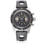 A GENTLEMAN’S STAINLESS STEEL HEMA DIVERS CHRONOGRAPH WRIST WATCH CIRCA 1960s  D: Black dial with