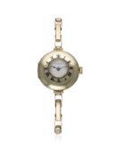 A LADIES 9CT SOLID GOLD ROLEX HALF HUNTER BRACELET WATCH CIRCA 1915  D: White enamel dial. M: Manual