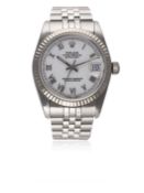 A MID SIZE STAINLESS STEEL & WHITE GOLD ROLEX OYSTER PERPETUAL DATEJUST BRACELET WATCH CIRCA 1996,