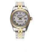 A LADIES STEEL & GOLD ROLEX OYSTER PERPETUAL DATEJUST BRACELET WATCH CIRCA 2003, REF. 179173 D: