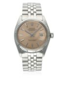 A GENTLEMAN'S STEEL & WHITE GOLD ROLEX OYSTER PERPETUAL DATEJUST BRACELET WATCH CIRCA 1971, REF.