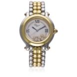 A MID SIZE STEEL & GOLD CHOPARD HAPPY SPORT BRACELET WATCH CIRCA 2006, REF. 8236 D: White dial