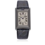 A GENTLEMAN'S STAINLESS STEEL CARTIER TANK BASCULANTE "JUMBO" WRIST WATCH CIRCA 2000s, REF. 2390