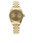 A LADIES 18K SOLID GOLD ROLEX OYSTER PERPETUAL DATEJUST BRACELET WATCH CIRCA 1980s, REF. 6917 D: