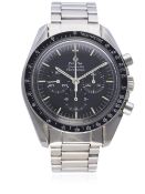 A RARE GENTLEMAN'S STAINLESS STEEL OMEGA SPEEDMASTER PROFESSIONAL "SCRITTE DRITTE" CHRONOGRAPH