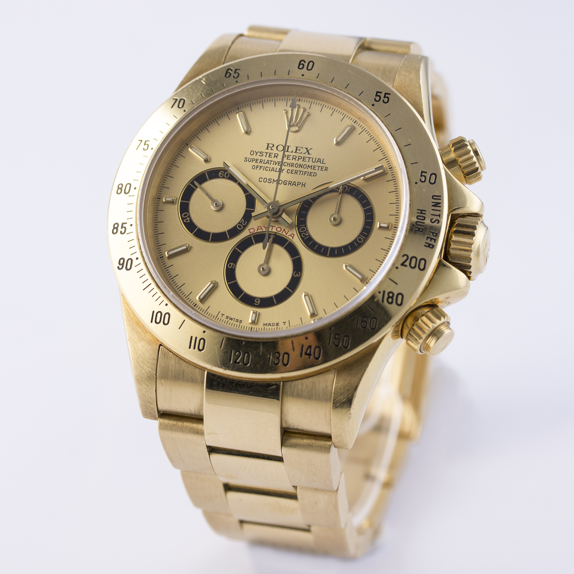 A FINE & RARE GENTLEMAN'S 18K SOLID GOLD ROLEX OYSTER PERPETUAL "FLOATING DIAL" COSMOGRAPH DAYTONA - Image 3 of 6