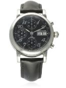 A GENTLEMAN'S STAINLESS STEEL MONTBLANC MEISTERSTUCK AUTOMATIC CHRONOGRAPH WRIST WATCH CIRCA 2002 D: