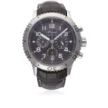 A GENTLEMAN'S STAINLESS STEEL BREGUET TYPE XXI FLYBACK CHRONOGRAPH WRIST WATCH CIRCA 2008, REF. 3810