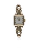 A LADIES 9CT SOLID GOLD ROLEX PRECISION BRACELET WATCH CIRCA 1950s  D: Silver dial with gilt