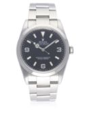 A GENTLEMAN'S STAINLESS STEEL ROLEX OYSTER PERPETUAL EXPLORER BRACELET WATCH DATED 2003, REF. 114270