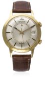 A RARE GENTLEMAN'S 18K SOLID GOLD JAEGER LECOULTRE MEMOVOX AUTOMATIC ALARM WRIST WATCH CIRCA 1960s