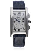 A GENTLEMAN'S 18K SOLID WHITE GOLD CARTIER TANK AMERICAINE WRIST WATCH CIRCA 2001, REF. 2312 WITH