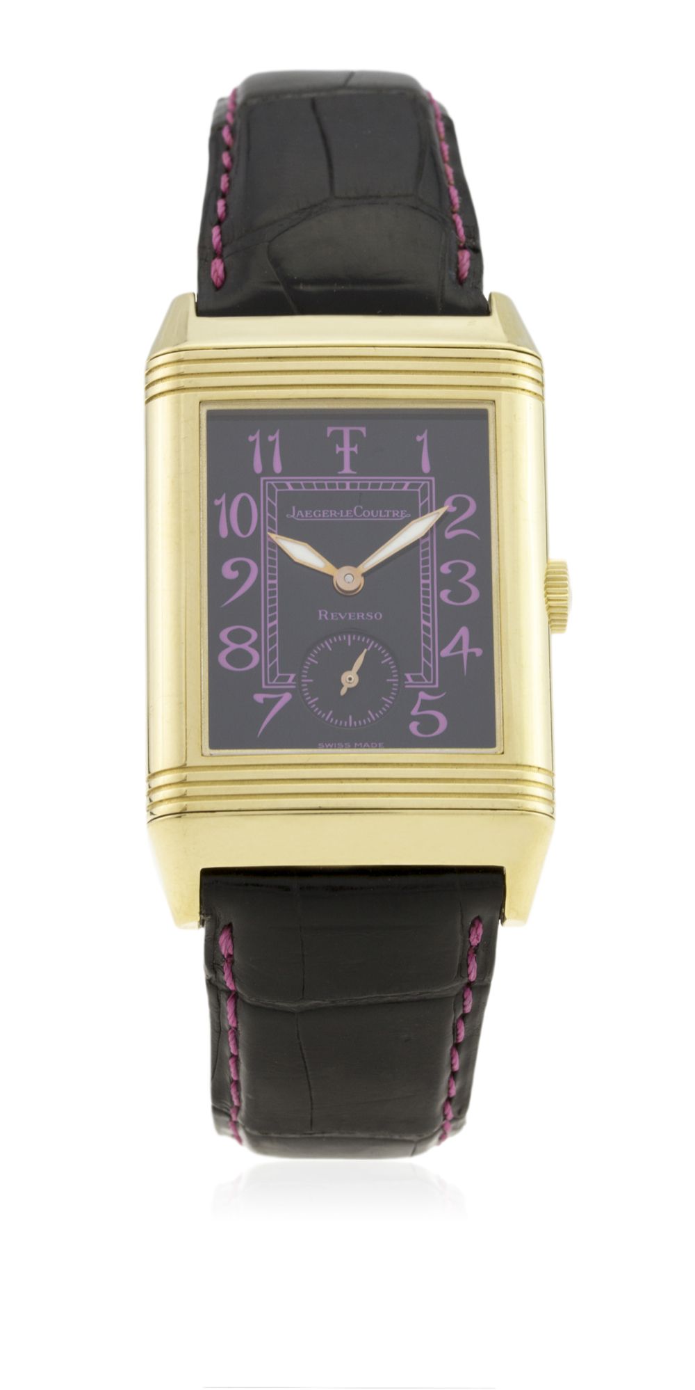 A RARE GENTLEMAN'S SIZE 18K SOLID GOLD JAEGER LECOULTRE GRANDE TAILLE REVERSO WRIST WATCH CIRCA