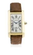 A GENTLEMAN'S 18K SOLID GOLD CARTIER TANK AMERICAINE AUTOMATIC WRIST WATCH CIRCA 2005, REF. 1740