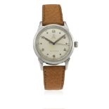 A GENTLEMAN'S STAINLESS STEEL ROLEX TUDOR OYSTER WRIST WATCH CIRCA 1940s, REF. 4540 D: Silver dial