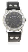 A GENTLEMAN'S UNVER GENEVE NON MAGNETIC GERMAN PILOTS WRIST WATCH CIRCA 1930s D: Black dial with