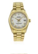 A MID SIZE 18K SOLID GOLD ROLEX OYSTER PERPETUAL DATEJUST BRACELET WATCH CIRCA 1977, REF. 68278 WITH