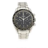 A RARE GENTLEMAN'S STAINLESS STEEL OMEGA SPEEDMASTER PROFESSIONAL CHRONOGRAPH BRACELET WATCH CIRCA