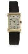 A GENTLEMAN'S 14K SOLID GOLD VACHERON & CONSTANTIN RECTANGULAR WRIST WATCH CIRCA 1940s, REF.