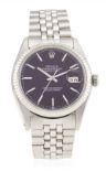 A GENTLEMAN'S STEEL & WHITE GOLD ROLEX OYSTER PERPETUAL DATEJUST BRACELET WATCH CIRCA 1972, REF.