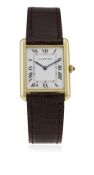 A GENTLEMAN'S 18K SOLID GOLD CARTIER TANK WRIST WATCH CIRCA 1990s D: White dial with Roman