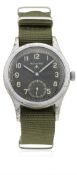 A GENTLEMAN'S BRITISH MILITARY RECORD W.W.W. WRIST WATCH CIRCA 1940s D: Black dial with Arabic