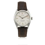 A GENTLEMAN'S STAINLESS STEEL ROLEX OYSTER PERPETUAL WRIST WATCH CIRCA 1953, REF. 6284 D: Silver "