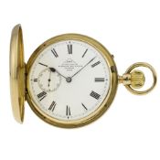 A RARE GENTLEMAN'S 18K SOLID GOLD ENGLISH FULL HUNTER POCKET WATCH BY DENT, LONDON CIRCA 1880 D: