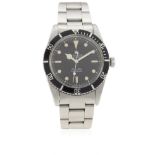 A RARE GENTLEMAN'S STAINLESS STEEL ROLEX OYSTER PERPETUAL "NON-SHOULDERED" SUBMARINER BRACELET WATCH