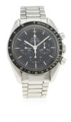 A GENTLEMAN'S STAINLESS STEEL OMEGA SPEEDMASTER PROFESSIONAL CHRONOGRAPH BRACELET WATCH CIRCA