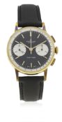 A GENTLEMAN'S GOLD PLATED BREITLING TOP TIME CHRONOGRAPH WRIST WATCH CIRCA 1960s, REF. 2003 D: Black