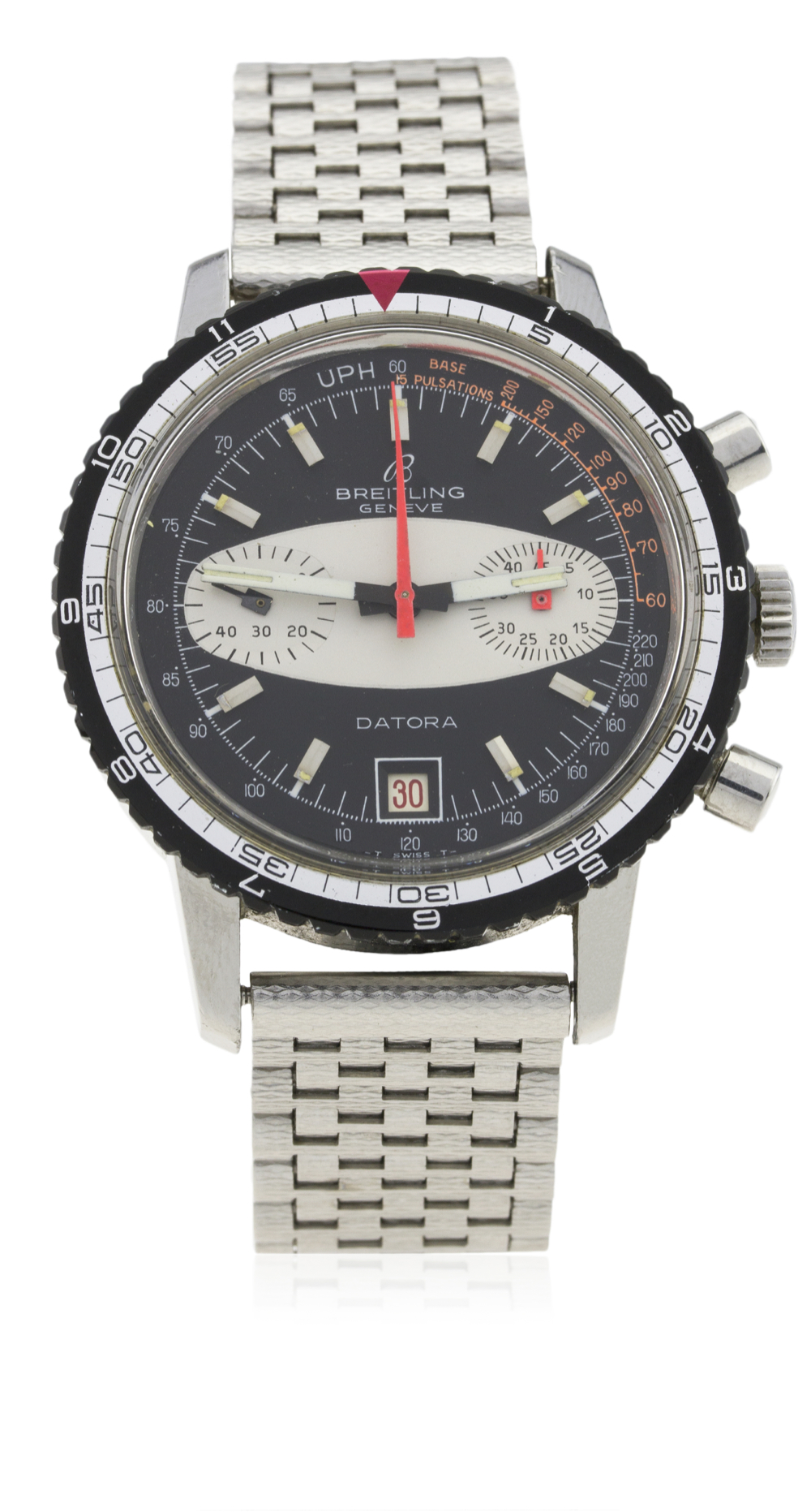 A RARE GENTLEMAN'S STAINLESS STEEL BREITLING DATORA CHRONOGRAPH BRACELET WATCH CIRCA 1970s, REF.