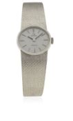 A LADIES 9CT SOLID WHITE GOLD OMEGA GENEVE BRACELET WATCH CIRCA 1972, WITH OMEGA BOX D: Silver