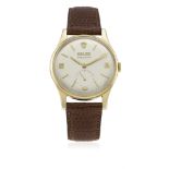 A GENTLEMAN'S 9CT SOLID GOLD ROLEX PRECISION WRIST WATCH CIRCA 1967 D: Silver dial with gilt